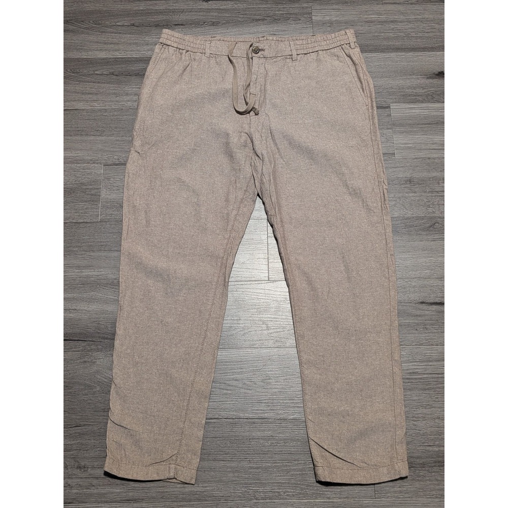Banana Republic Men's Brown Linen Cotton Drawstring Athletic Fit Pant Size 38x32
